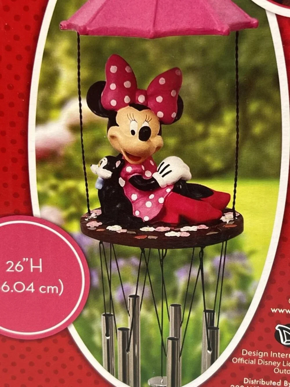 Disney Minnie Mouse 26” Umbrella LED Solar Windchime Lights at Night
